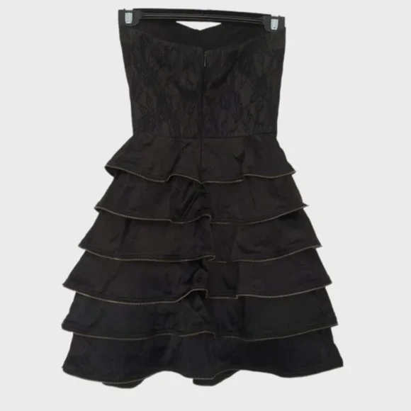 PILGRIM STRALIA Black Strapless Tier Skirt Dress Layered Ruffle - Picture 5 of 9
